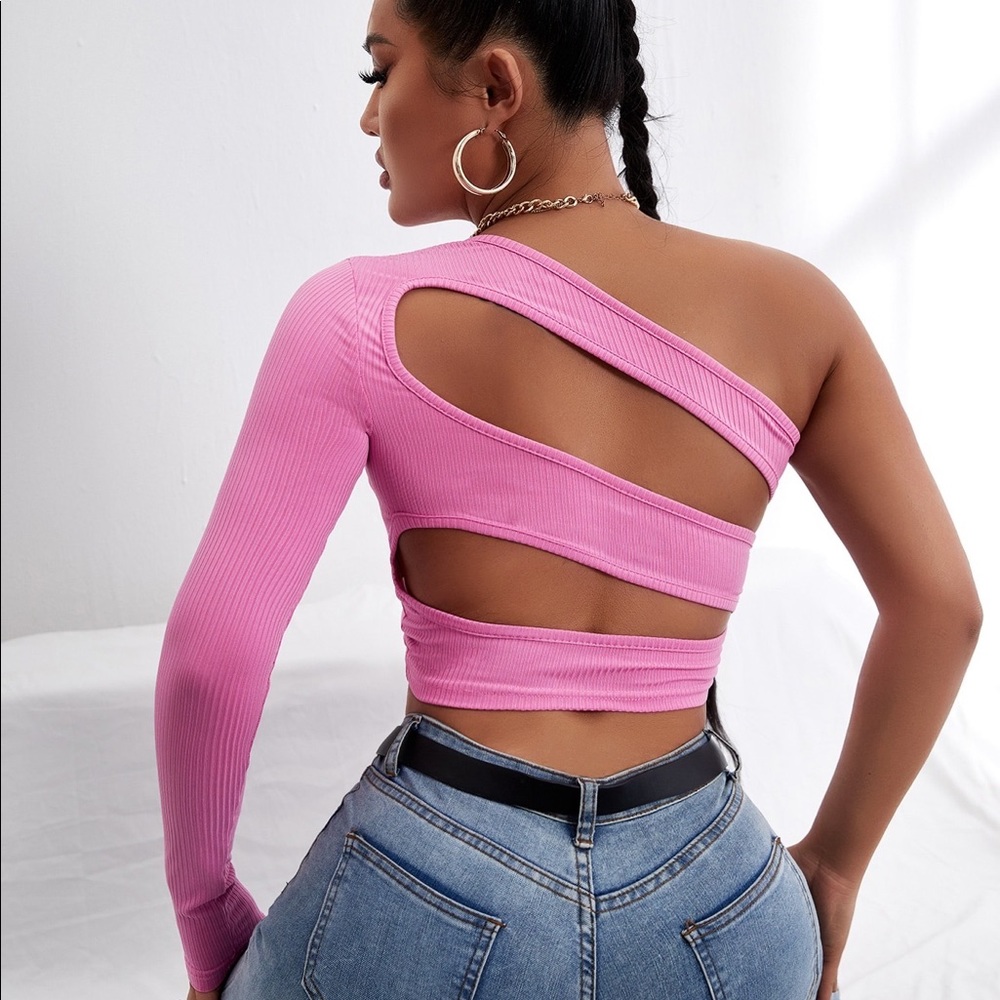 one shoulder long sleeve top